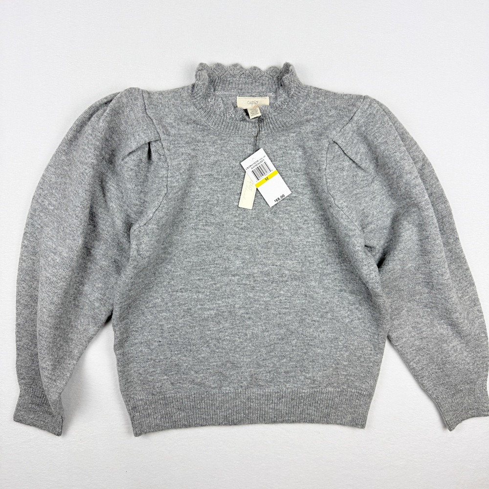 Cupio Blush Puff Sleeve‎ Gray Sweater Size M Womens New W/Tag